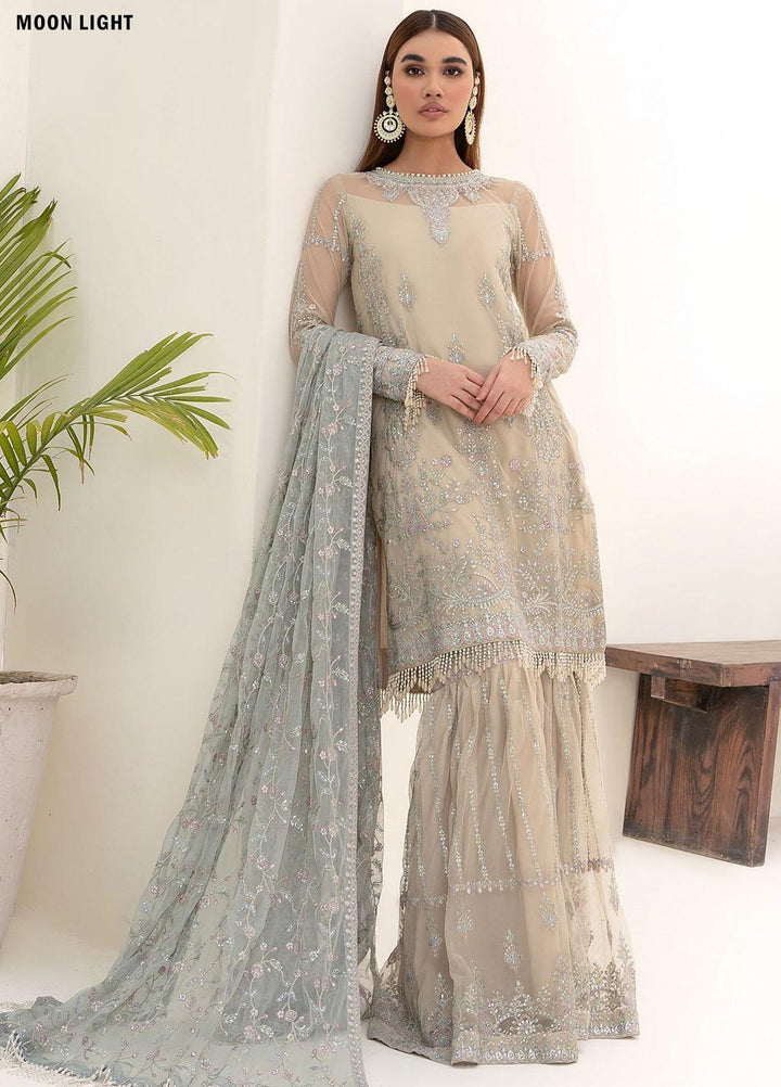 Nazneen By Zarif Embroidered Net Suits Unstitched 4 Piece ZF23N ZN 04 Moon Light - Luxury Formal Collection