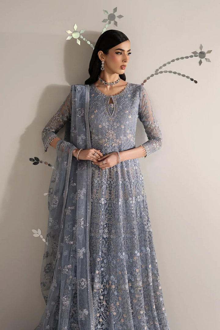 Shehnai by Lavish Premium Unstitched Embroidered Organza 3 Piece Suit LVP26USO SH-04 AAB-E-NEEL - Wedding Collection