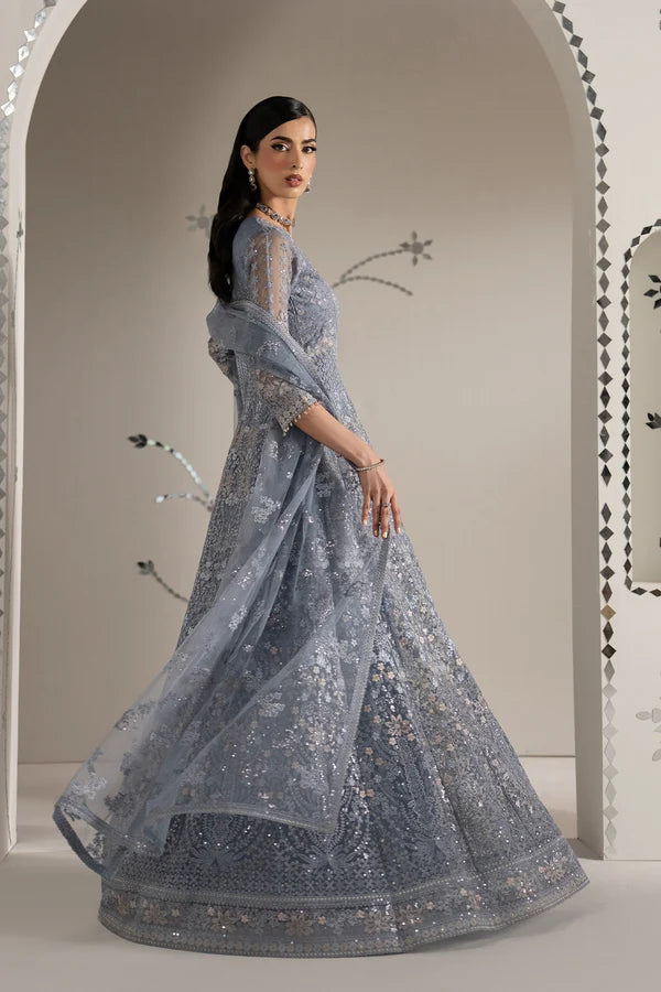 Shehnai by Lavish Premium Unstitched Embroidered Organza 3 Piece Suit LVP26USO SH-04 AAB-E-NEEL - Wedding Collection