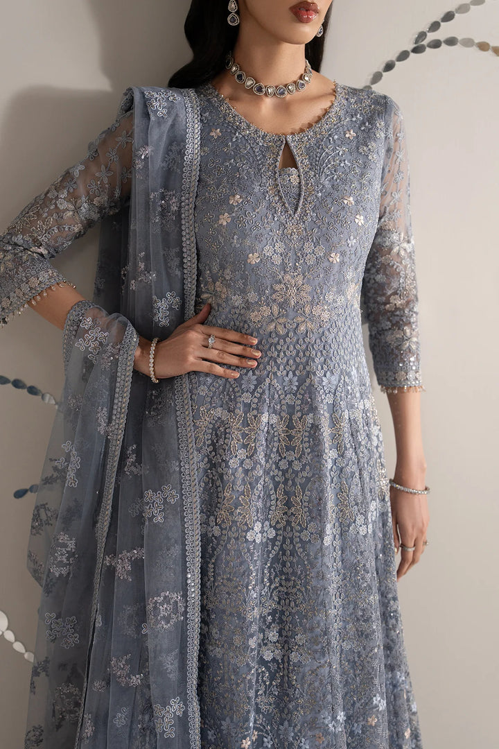 Shehnai by Lavish Premium Unstitched Embroidered Organza 3 Piece Suit LVP26USO SH-04 AAB-E-NEEL - Wedding Collection