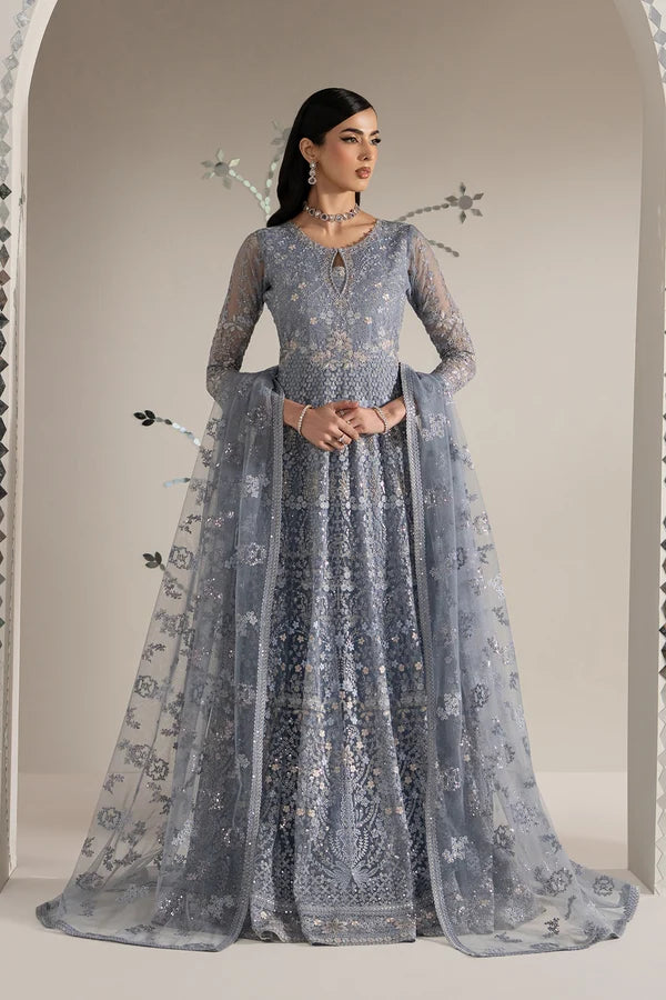 Shehnai by Lavish Premium Unstitched Embroidered Organza 3 Piece Suit LVP26USO SH-04 AAB-E-NEEL - Wedding Collection