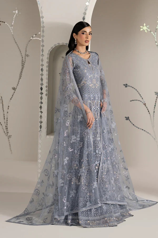 Shehnai by Lavish Premium Unstitched Embroidered Organza 3 Piece Suit LVP26USO SH-04 AAB-E-NEEL - Wedding Collection