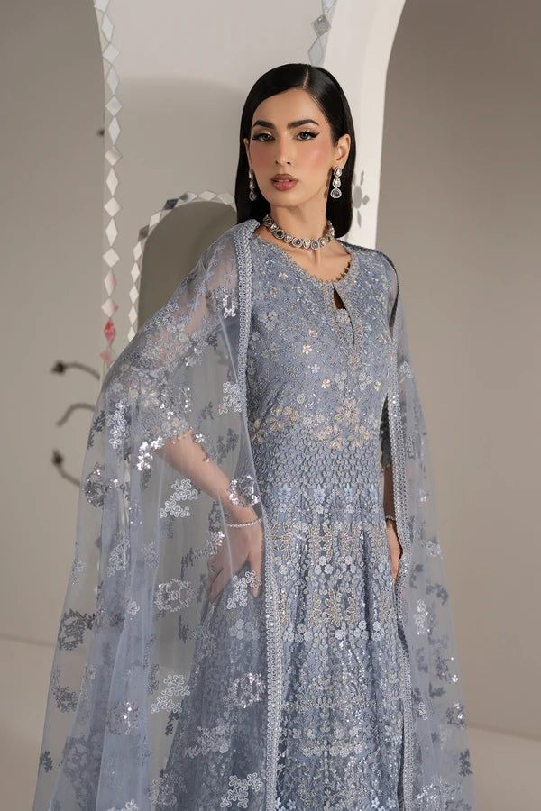 Shehnai by Lavish Premium Unstitched Embroidered Organza 3 Piece Suit LVP26USO SH-04 AAB-E-NEEL - Wedding Collection