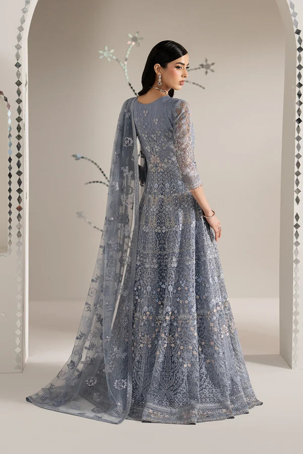 Shehnai by Lavish Premium Unstitched Embroidered Organza 3 Piece Suit LVP26USO SH-04 AAB-E-NEEL - Wedding Collection