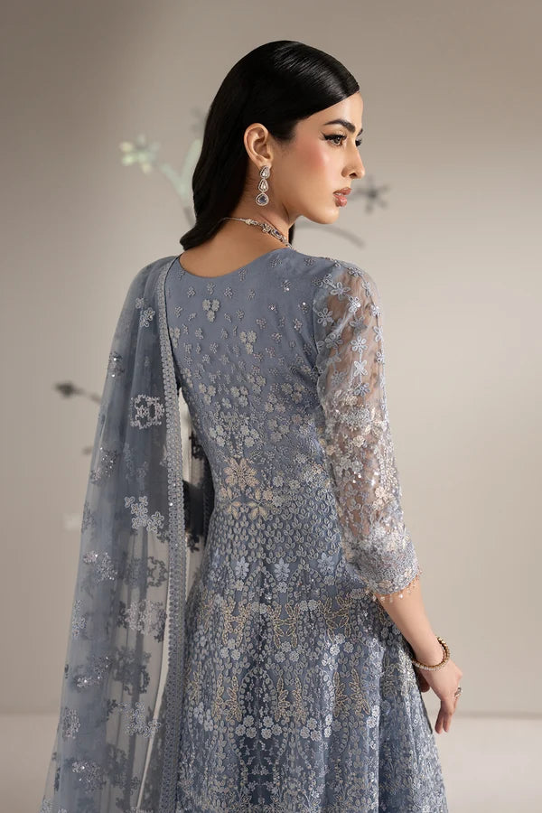 Shehnai by Lavish Premium Unstitched Embroidered Organza 3 Piece Suit LVP26USO SH-04 AAB-E-NEEL - Wedding Collection