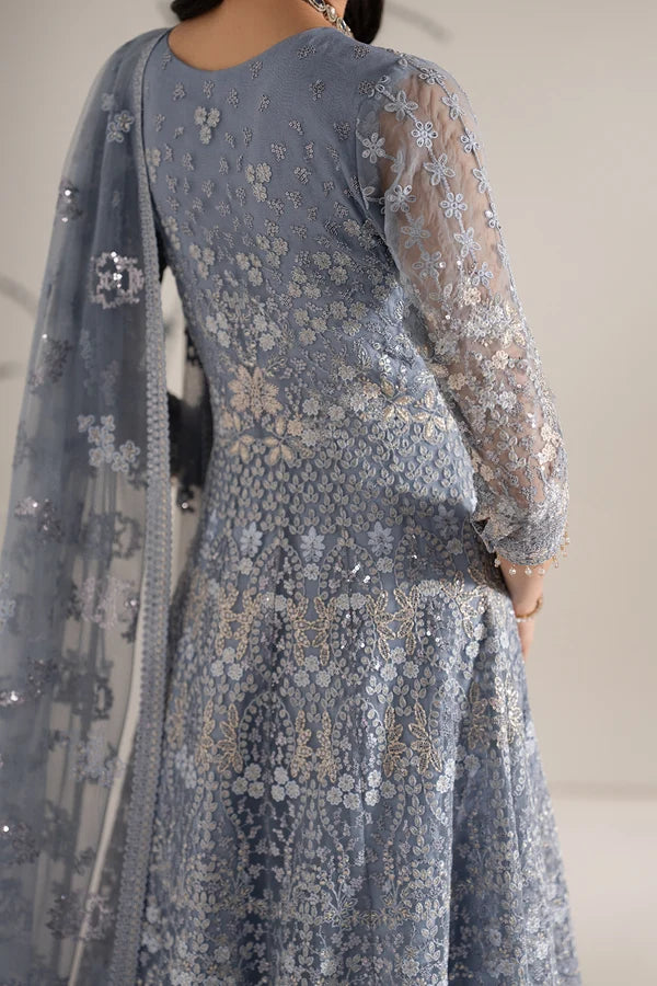 Shehnai by Lavish Premium Unstitched Embroidered Organza 3 Piece Suit LVP26USO SH-04 AAB-E-NEEL - Wedding Collection