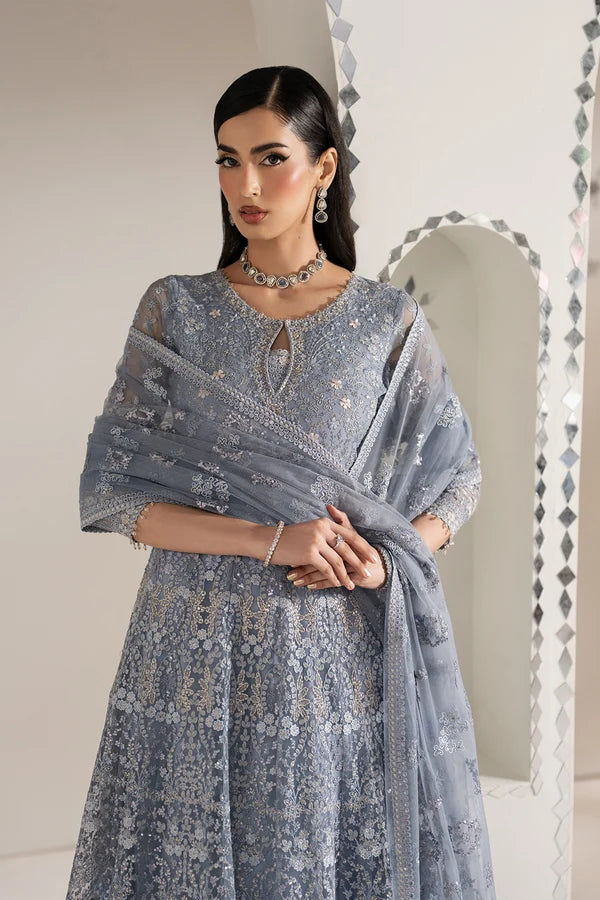Shehnai by Lavish Premium Unstitched Embroidered Organza 3 Piece Suit LVP26USO SH-04 AAB-E-NEEL - Wedding Collection