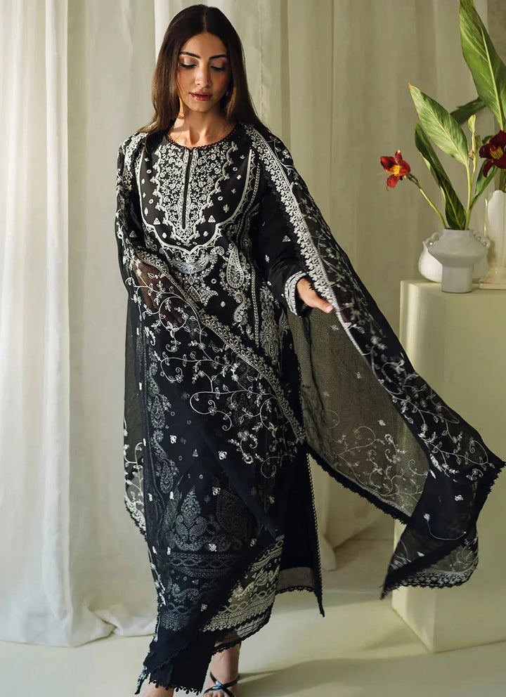 Neeshay Monochrome Embroidered Lawn Suit Unstitched 3 Piece NSH24M Elysian - Summer Collection