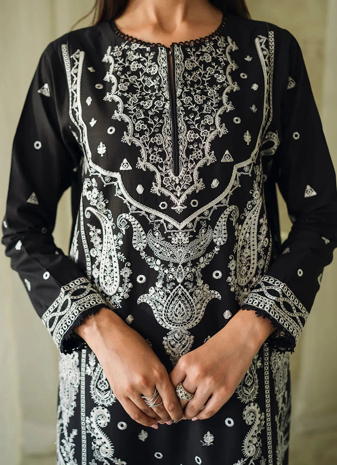 Neeshay Monochrome Embroidered Lawn Suit Unstitched 3 Piece NSH24M Elysian - Summer Collection