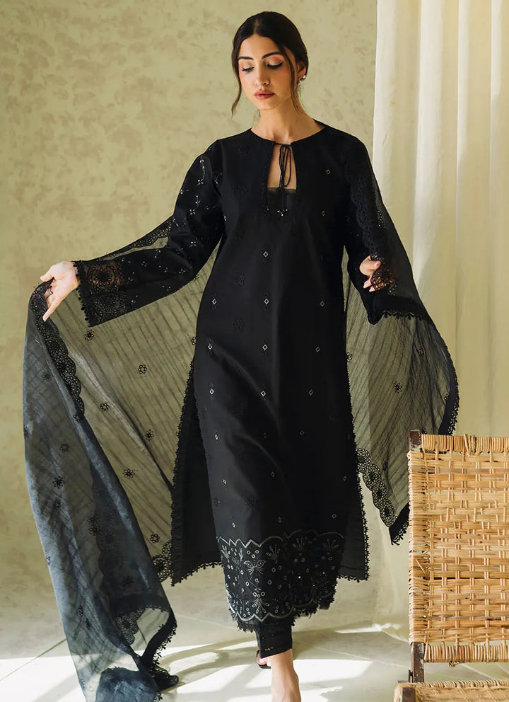 Neeshay Monochrome Embroidered Lawn Suit Unstitched 3 Piece NSH24M Midnight - Summer Collection