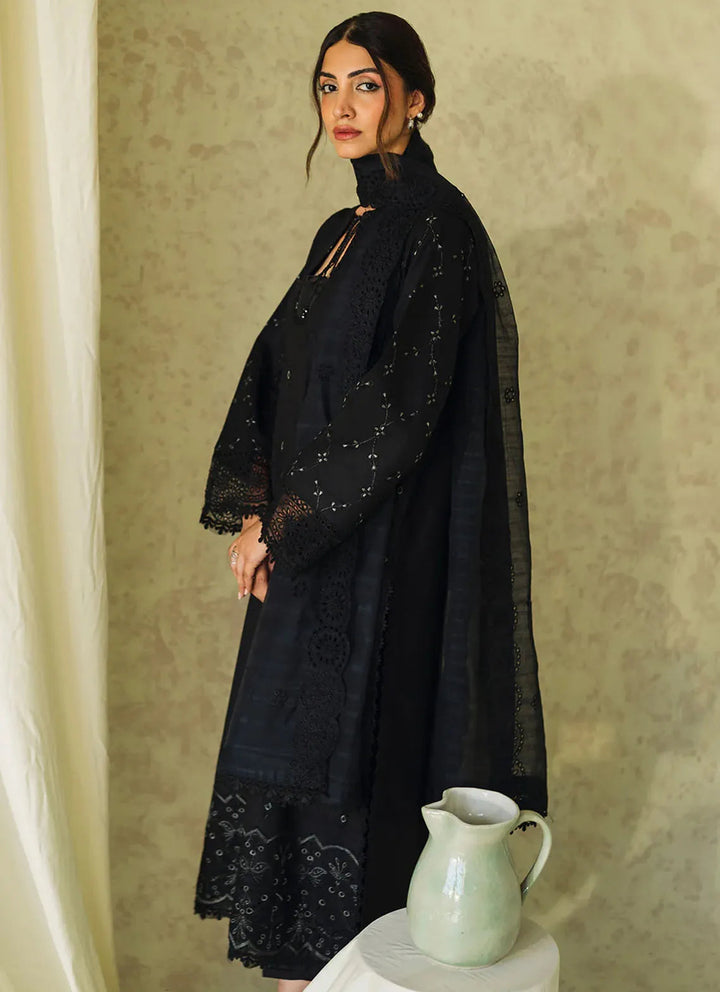 Neeshay Monochrome Embroidered Lawn Suit Unstitched 3 Piece NSH24M Midnight - Summer Collection