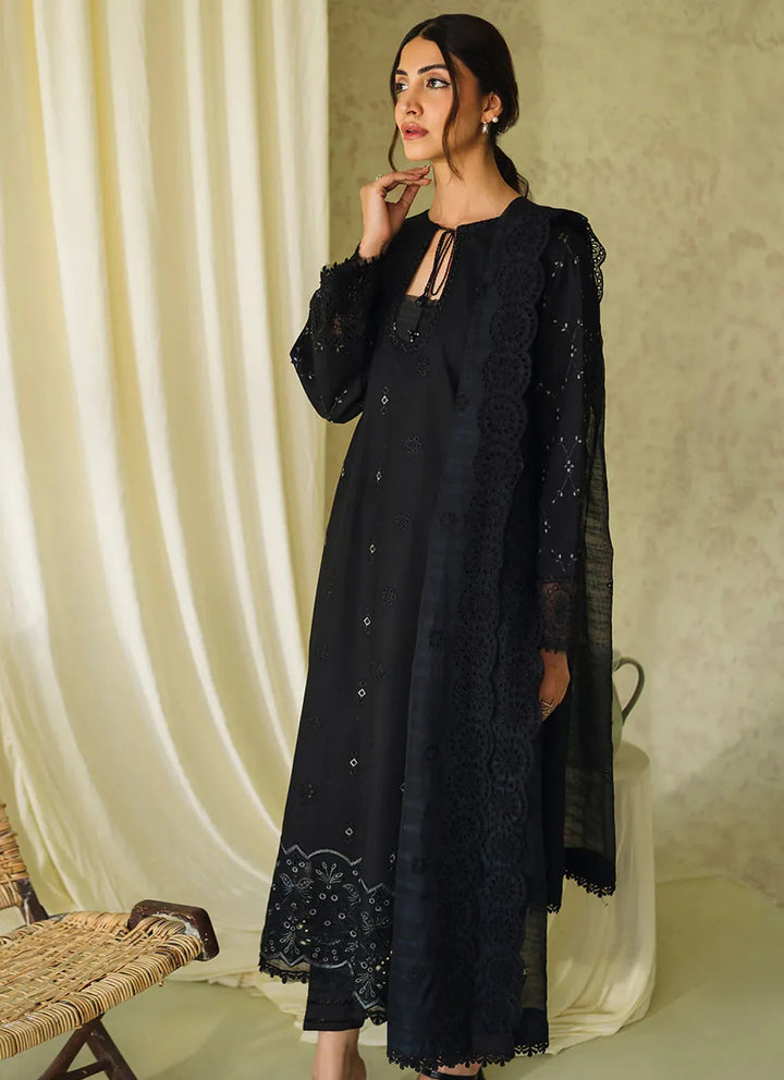 Neeshay Monochrome Embroidered Lawn Suit Unstitched 3 Piece NSH24M Midnight - Summer Collection