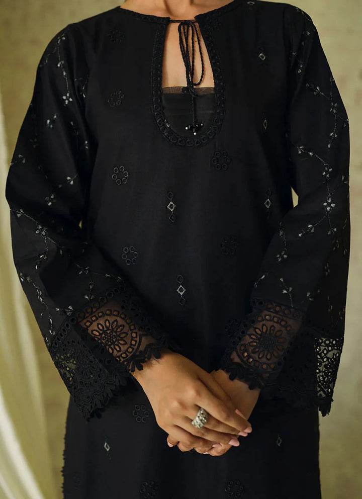 Neeshay Monochrome Embroidered Lawn Suit Unstitched 3 Piece NSH24M Midnight - Summer Collection