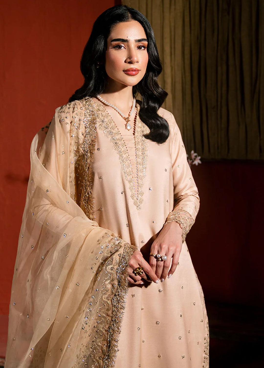 Neeshay Pret Embroidered Raw Silk 3 Piece Suit RS-05