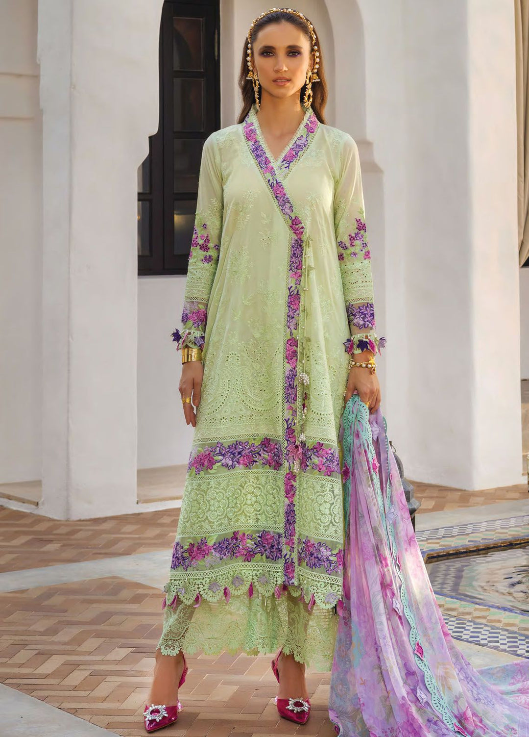 Neroli By Annus Abrar Embroidered Lawn Suit Unstitched 3 Piece ABR24NL AA-NLL24-03 - Luxury Summer Collection