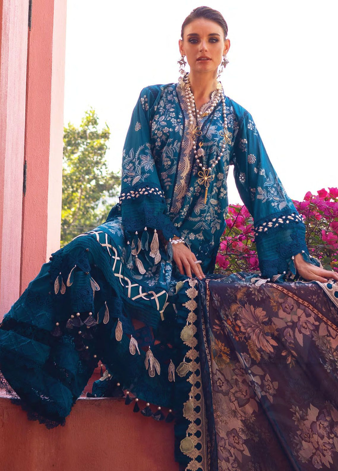 Neroli By Annus Abrar Embroidered Lawn Suit Unstitched 3 Piece ABR24NL AA-NLL24-05 - Luxury Summer Collection