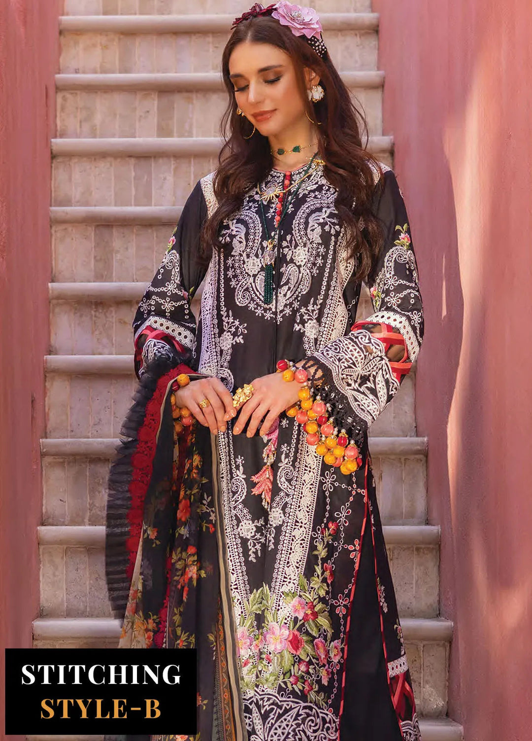 Neroli By Annus Abrar Embroidered Lawn Unstitched Suit 3 Piece ABR24NL AA-NLL24-01 - Luxury Summer Collection