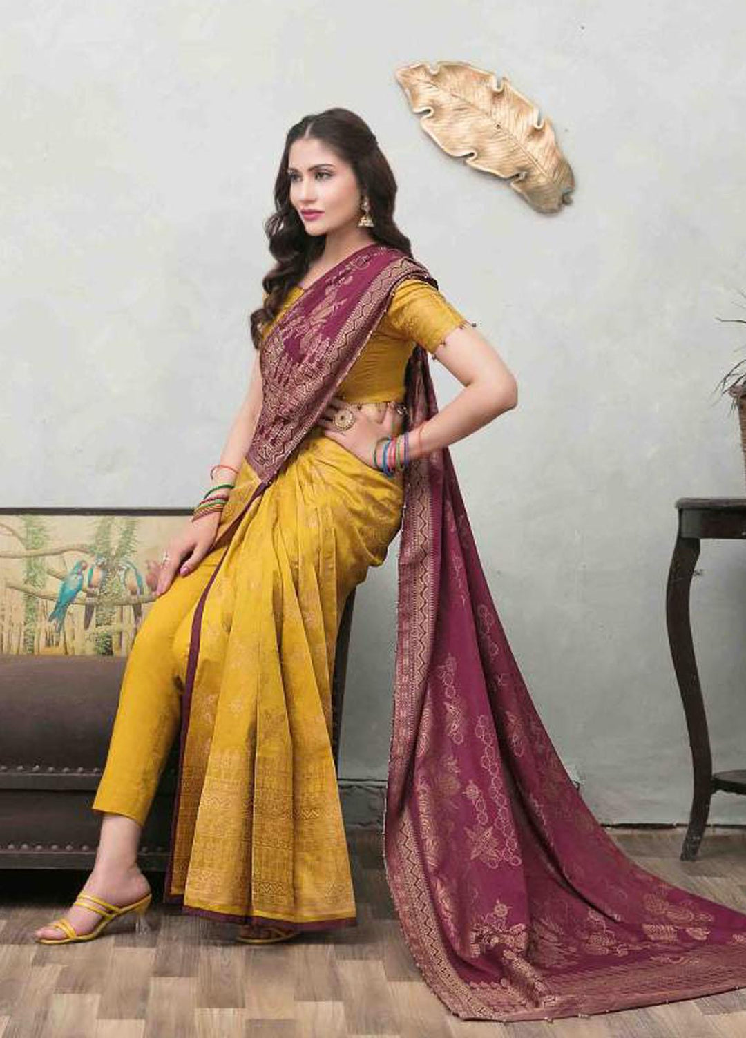 Nilufar By Riaz Arts Banarsi Lawn  Unstitched Saree RA22N RA-107 - Summer Collection