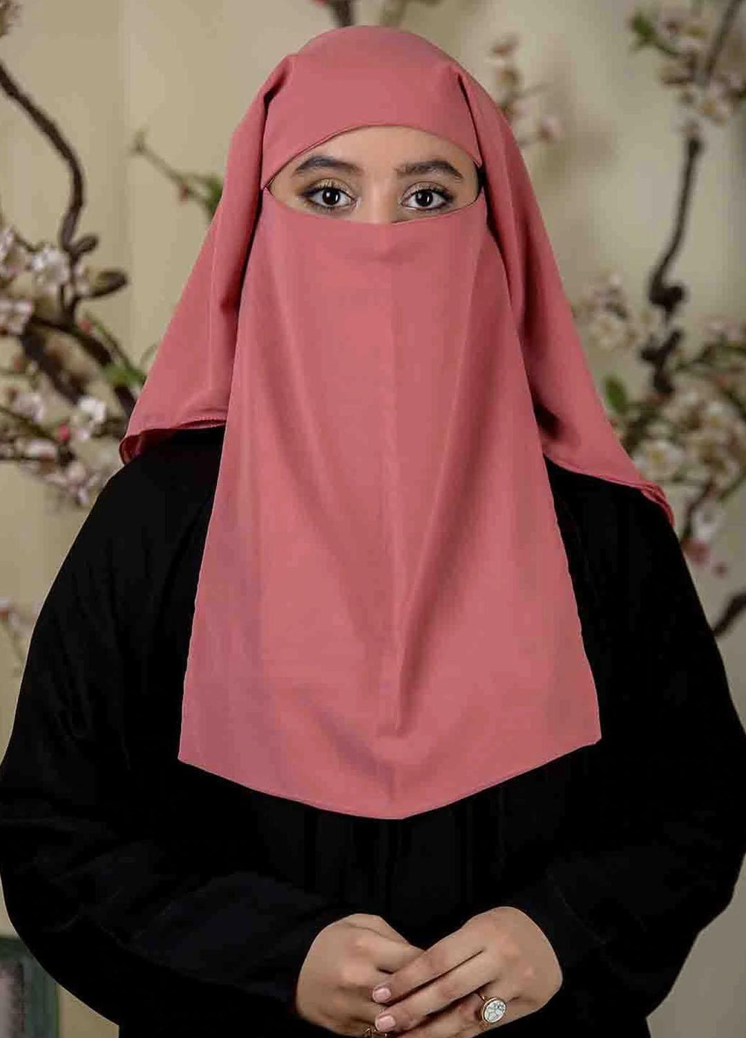 Abaya pk  Georgette  Niqab ABA22NQ PINK THREE LAYERED - Essential Niqabs