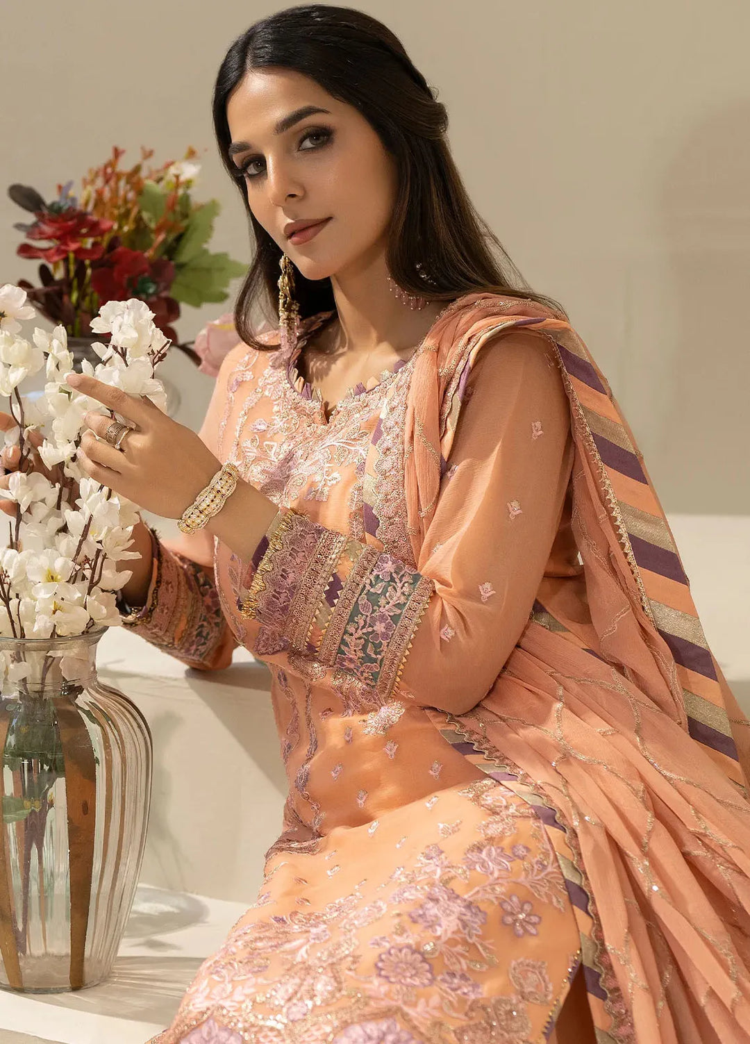 Nisha by Imrozia Premium Pret Embroidered Chiffon 3 Piece Suit M-83 Zimal