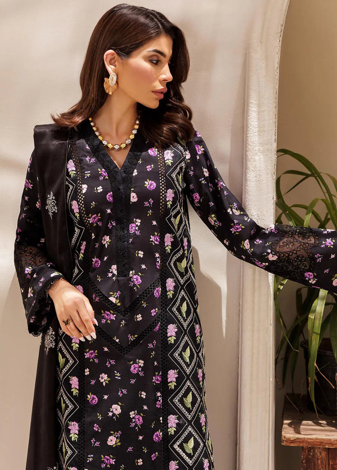 Nissa by RajBari Embroidered Lawn Suit Unstitched 3 Piece RB25N D-01 - Summer Collection