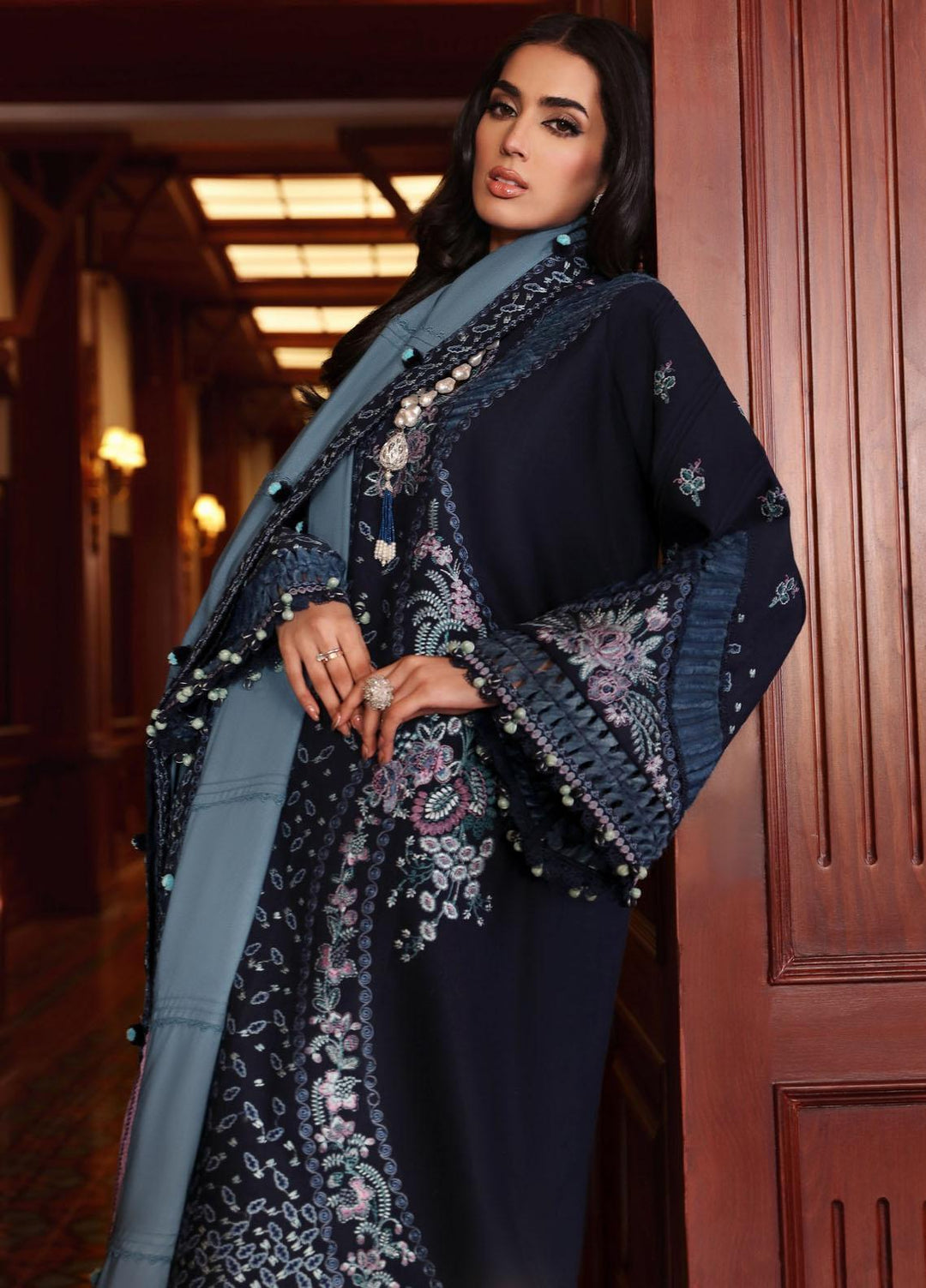 Noemei By Republic Womenswear Embroidered Khaddar Suits Unstitched 3 Piece RW23N D5-B - Luxury Winter Collection