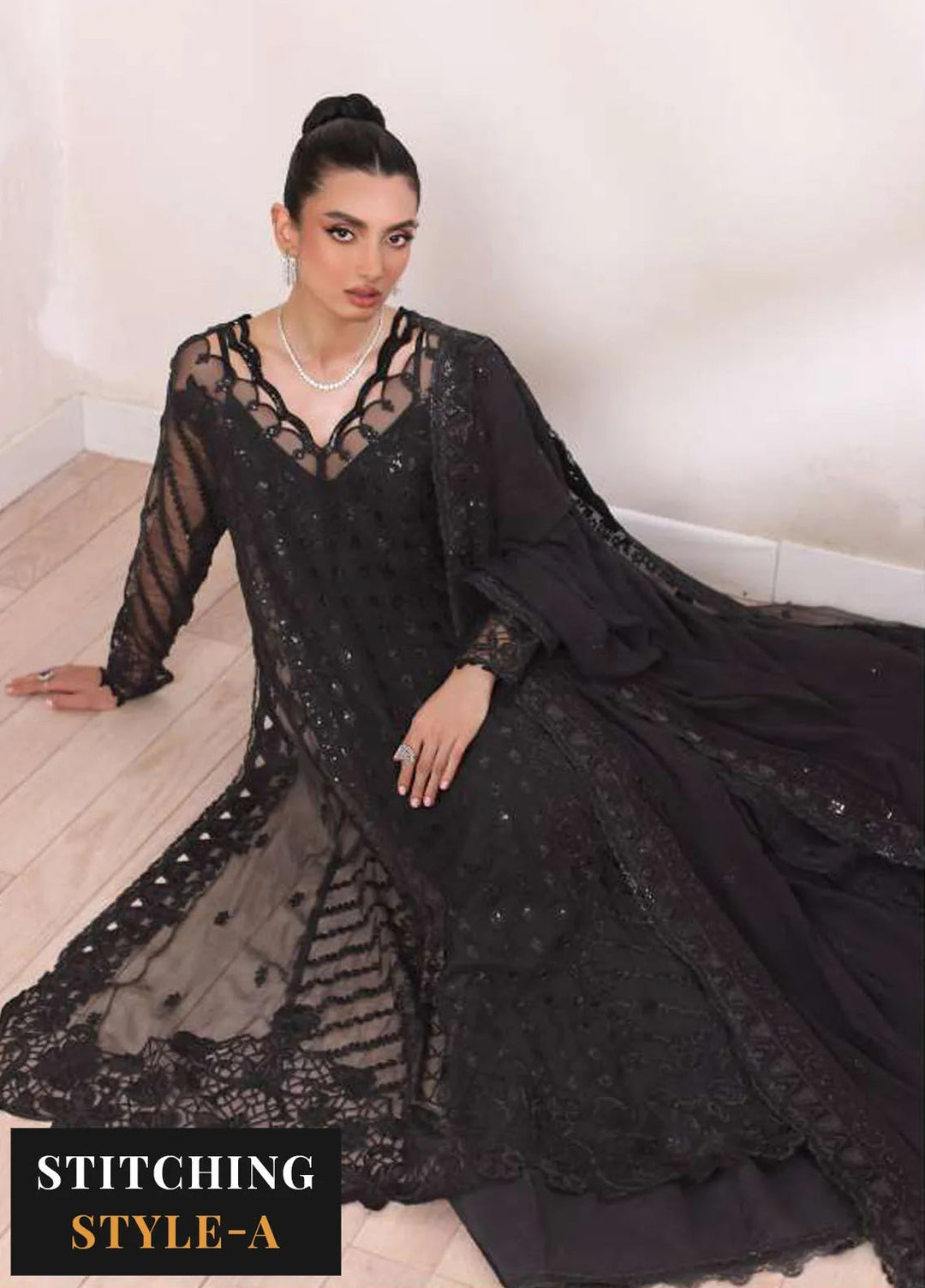 Noor By Saadia Asad Embroidered Chiffon Suit Unstitched 3 Piece NSA24CL D-04 Natalia - Formal Collection