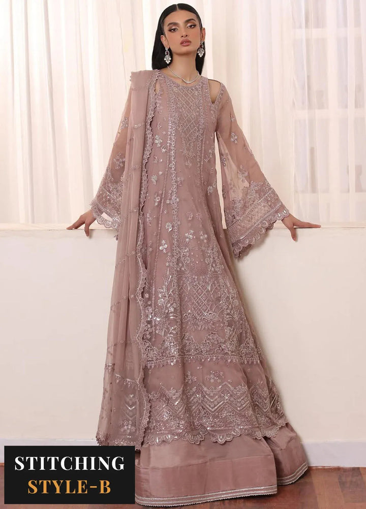 Noor By Saadia Asad Embroidered Chiffon Suit Unstitched 3 Piece NSA24CL D-07 Seaina - Formal Collection