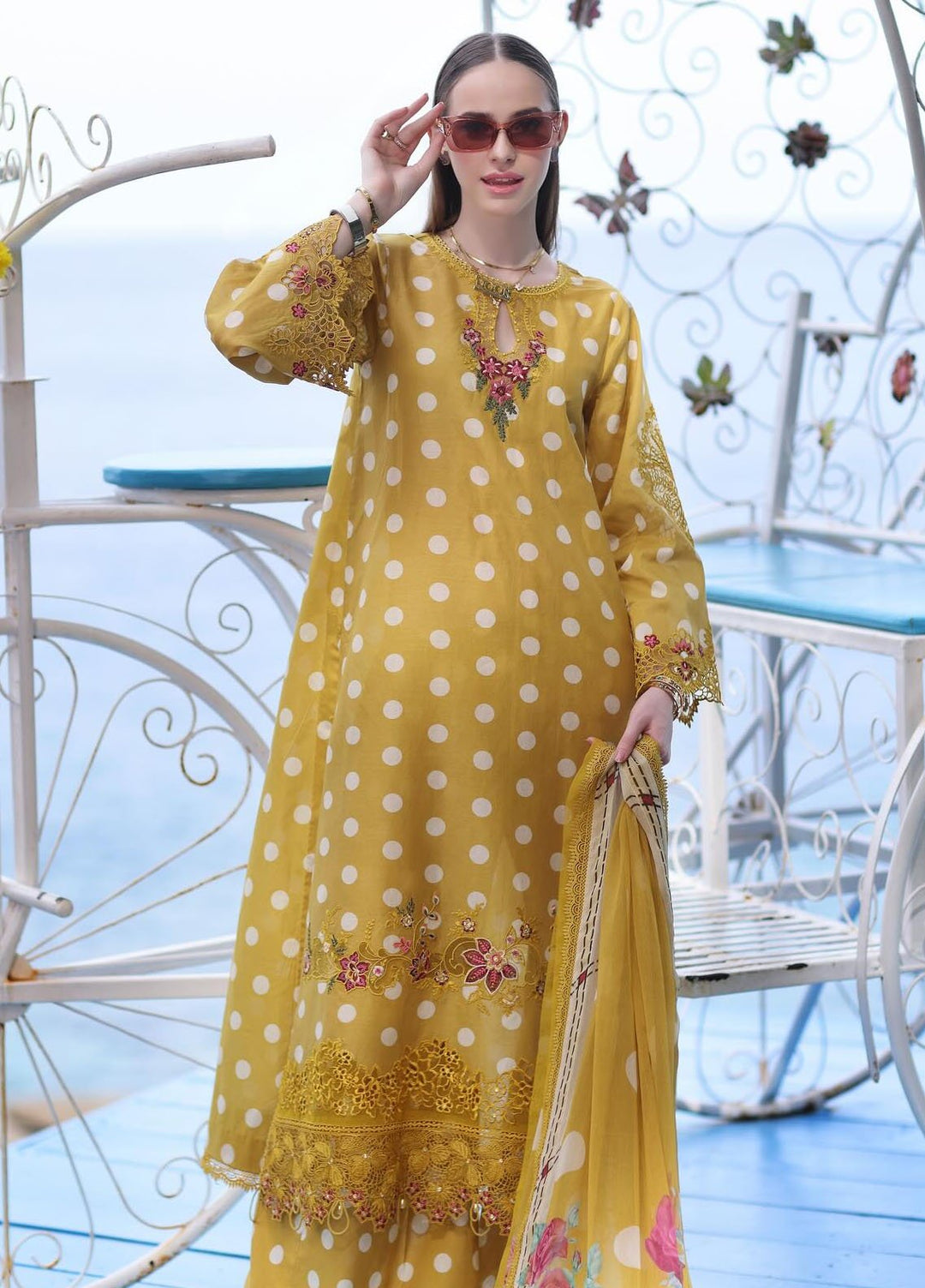 Noor by Saadia Asad Embroidered Lawn Suits Unstitched 3 Piece NSA24LP D6-B - Summer Collection