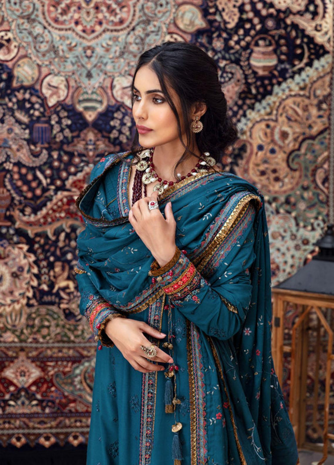 Noor by Saadia Asad Embroidered Linen Suits Unstitched 3 Piece SA21NS D-09 - Winter Collection