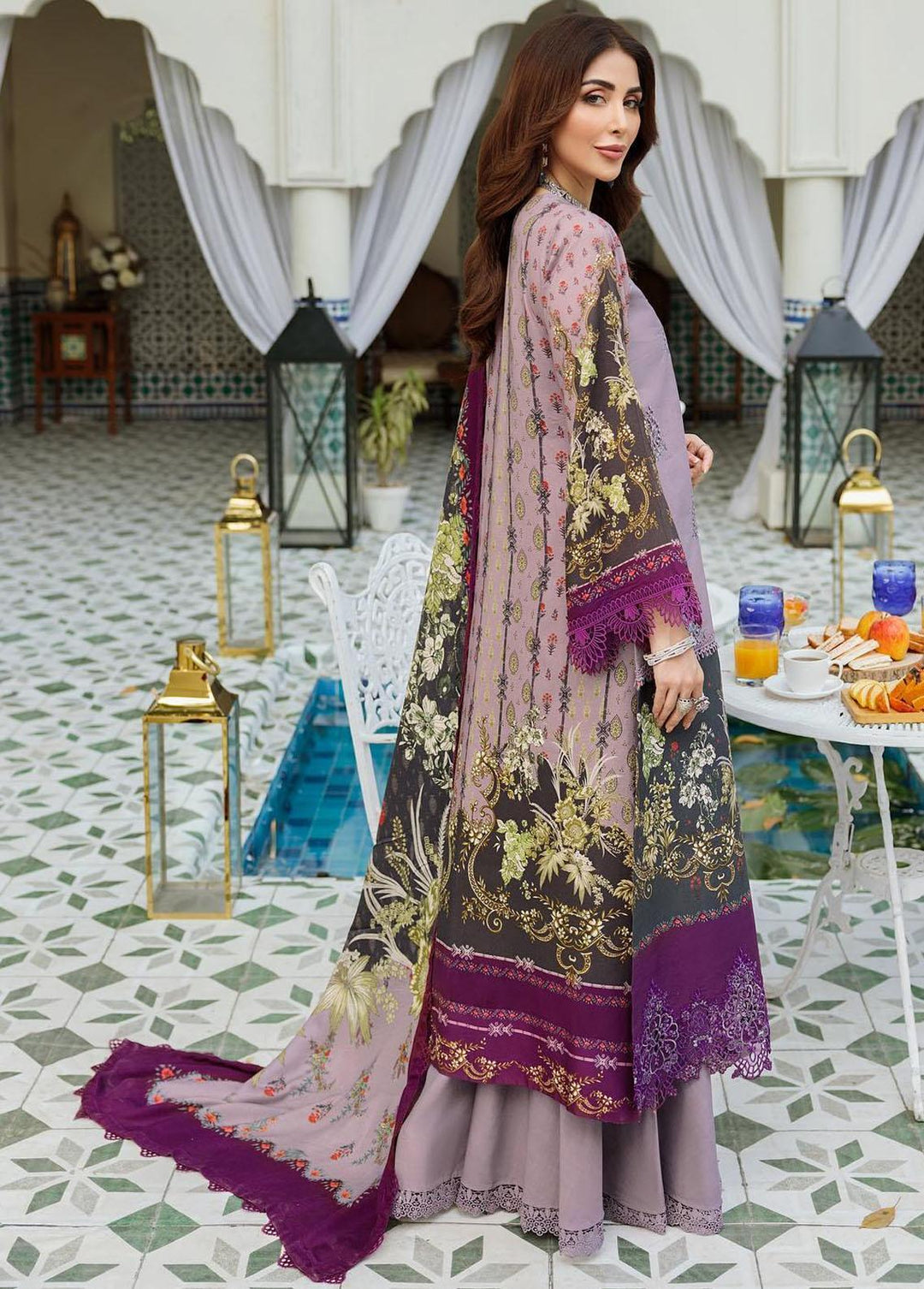 Noor By Saadia Asad Embroidered Linen Suits Unstitched 3 Piece NSA22W D4-A - Winter Collection