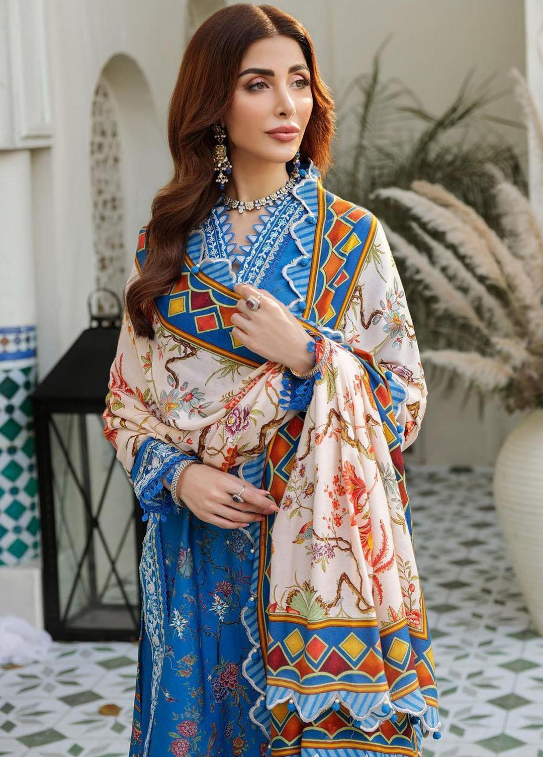 Noor By Saadia Asad Embroidered Linen Suits Unstitched 3 Piece NSA22W D7-A - Winter Collection