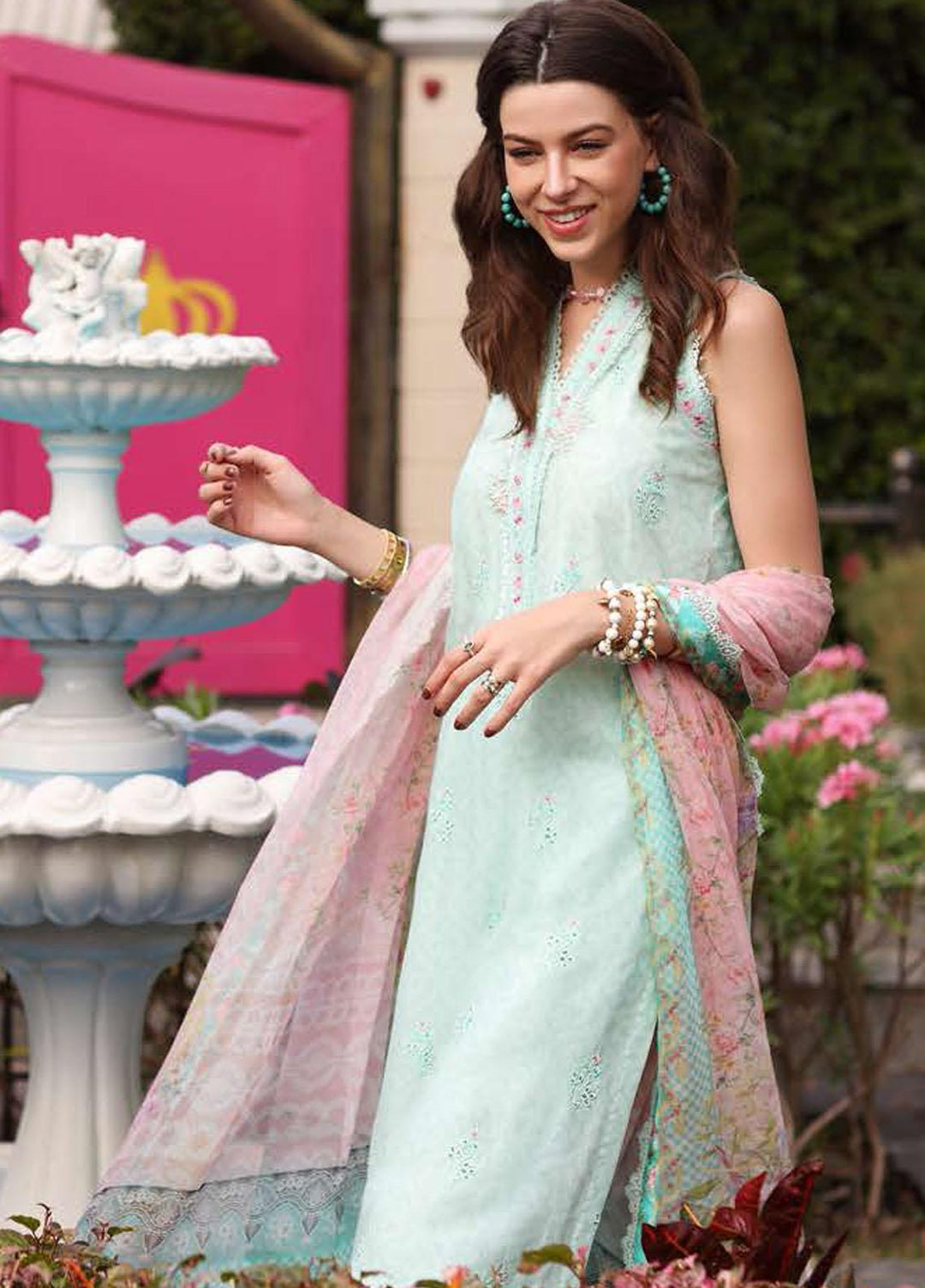 Noor by Saadia Asad Embroidered Lawn Suits Unstitched 3 Piece NSA23P D3-A - Luxury Collection