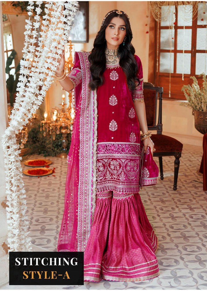 Noor By Saadia Asad Embroidered Velvet Suits Unstitched 3 Piece NSA22WD D1 Miran - Wedding Collection