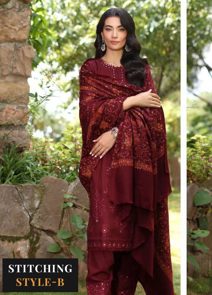 Noor by Saadia Asad Embroidered Suit Unstitched 3 Piece NSA24SW D-1 Saiha - Winter Collection