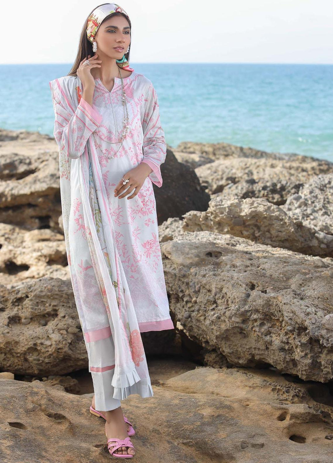 Sahar Printed Lawn Suits Unstitched 3 Piece SHR22NS SL-SS-DP-003-A - Summer Collection