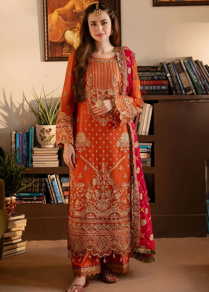 Noor Jahan By Imrozia Embroidered Chiffon Suit Unstitched 3 Piece IMP24NJ I-203 Gul - Luxury Collection