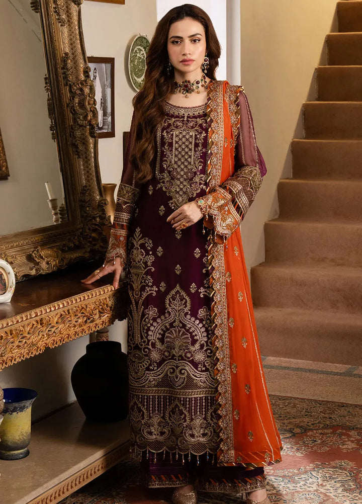 Noor Jahan By Imrozia Embroidered Chiffon Suit Unstitched 3 Piece IMP24NJ I-206 Chandni - Luxury Collection