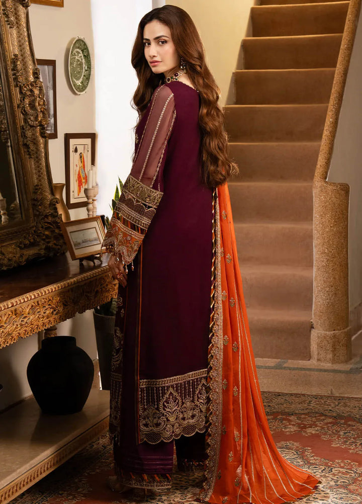 Noor Jahan By Imrozia Embroidered Chiffon Suit Unstitched 3 Piece IMP24NJ I-206 Chandni - Luxury Collection