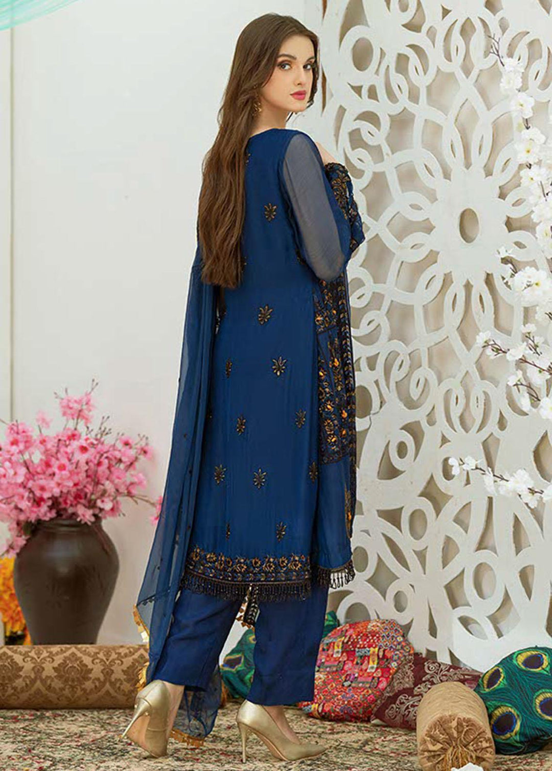 Noor Jahan by Noorma Kaamal Embroidered Chiffon Suits Unstitched 3 Piece NK22NJ NK-C07 - Luxury Collection