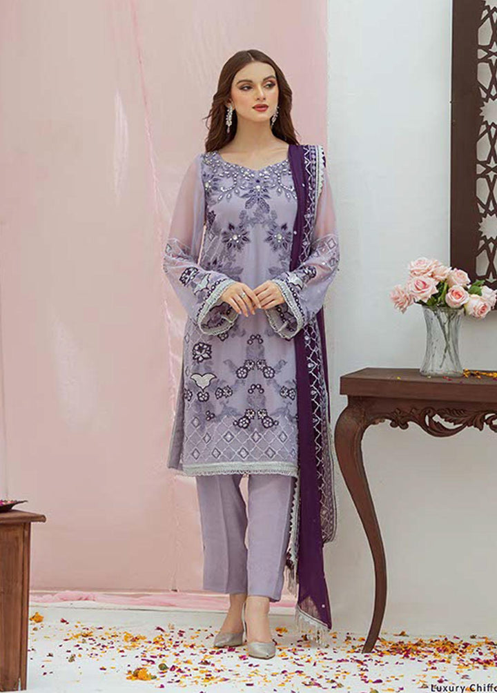 Noor Jahan by Noorma Kaamal Embroidered Chiffon Suits Unstitched 3 Piece NK22NJ NK-C08 - Luxury Collection