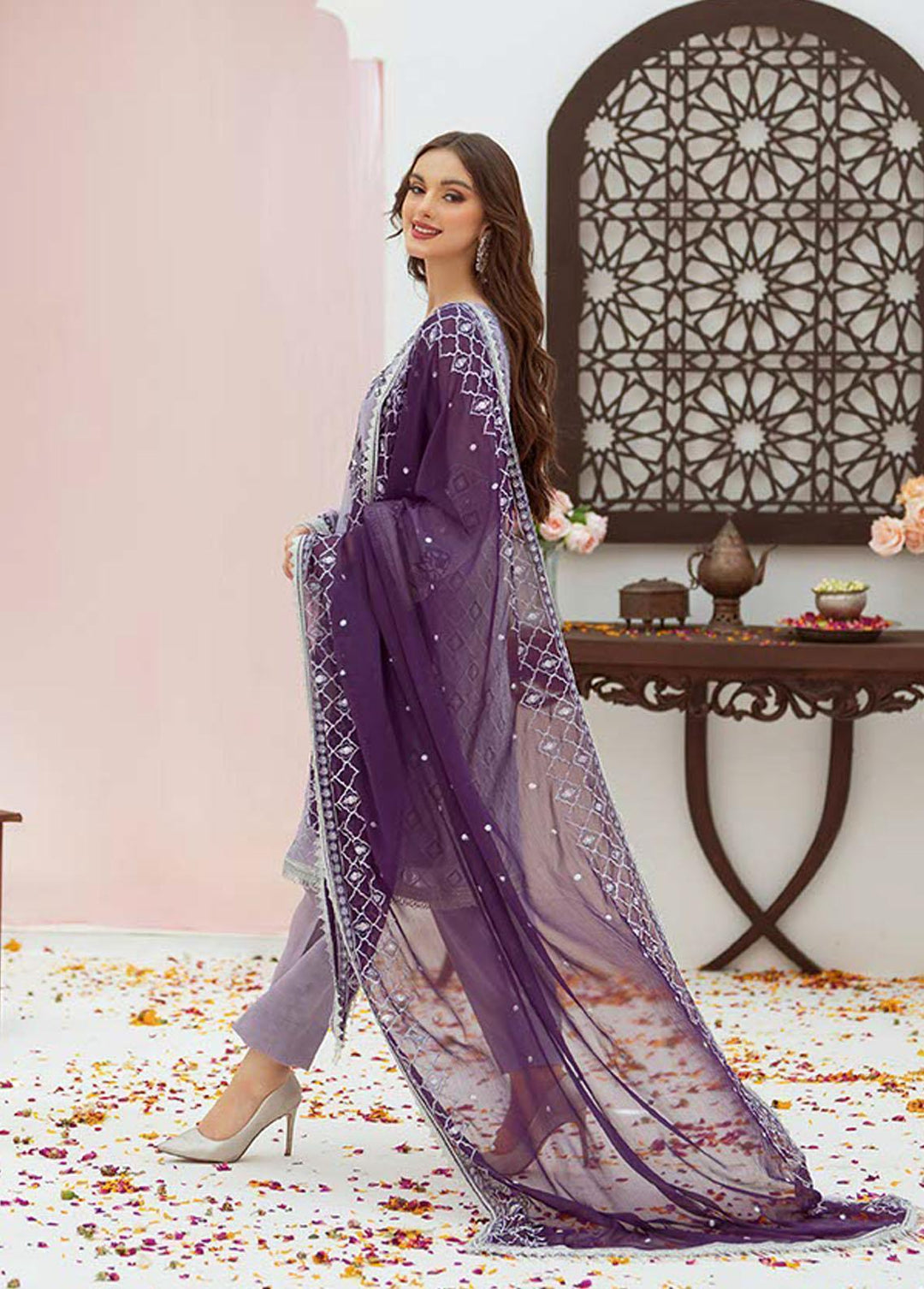 Noor Jahan by Noorma Kaamal Embroidered Chiffon Suits Unstitched 3 Piece NK22NJ NK-C08 - Luxury Collection