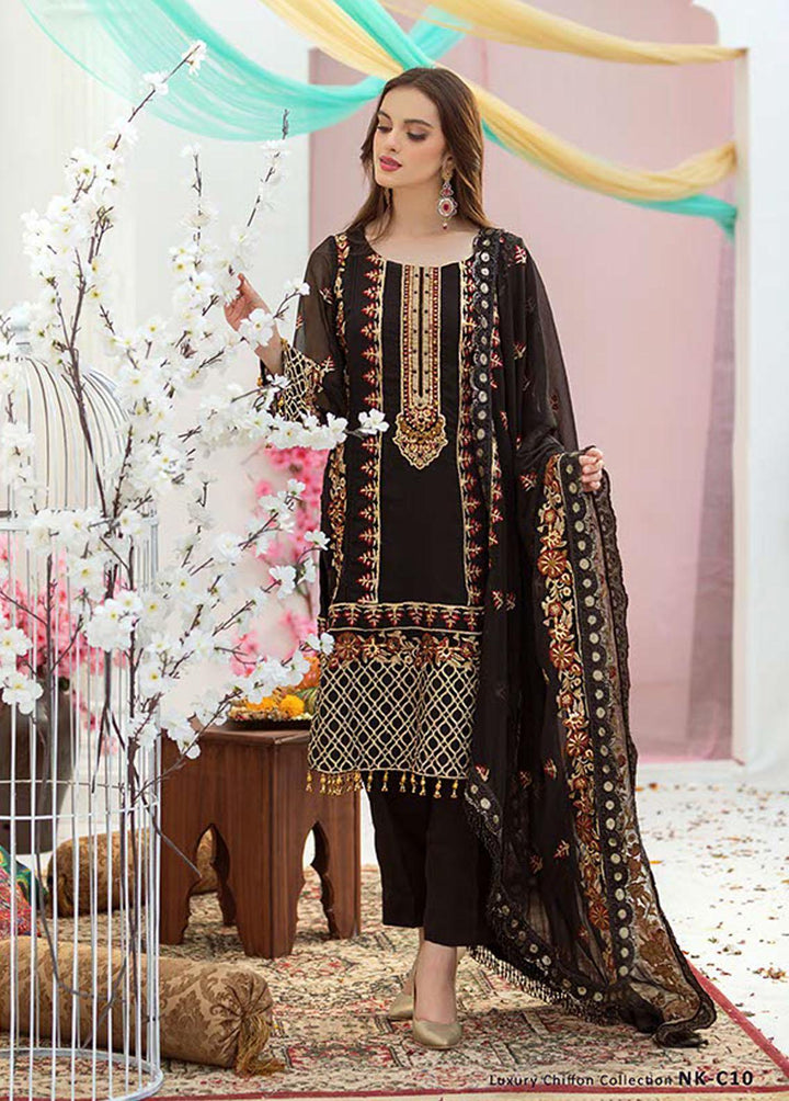 Noor Jahan by Noorma Kaamal Embroidered Chiffon Suits Unstitched 3 Piece NK22NJ NK-C10 - Luxury Collection