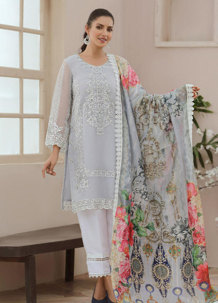 Tehwaar by Noorma Kaamal Embroidered Organza Suits Unstitched 3 Piece NK22T NK-O-T-05 - Luxury Collection