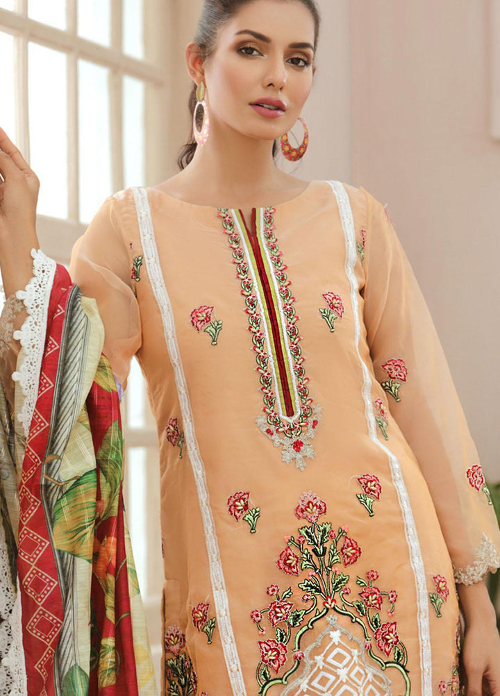 Tehwaar by Noorma Kaamal Embroidered Organza Suits Unstitched 3 Piece NK22T NK-O-T-06 - Luxury Collection