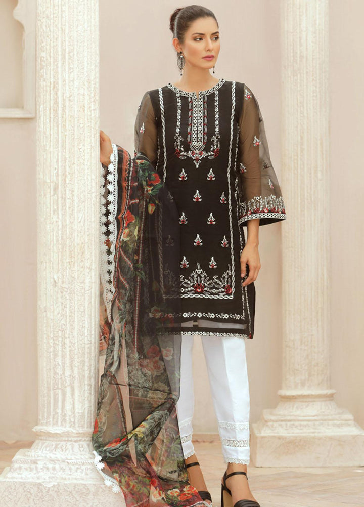 Tehwaar by Noorma Kaamal Embroidered Organza Suits Unstitched 3 Piece NK22T NK-O-T-10 - Luxury Collection