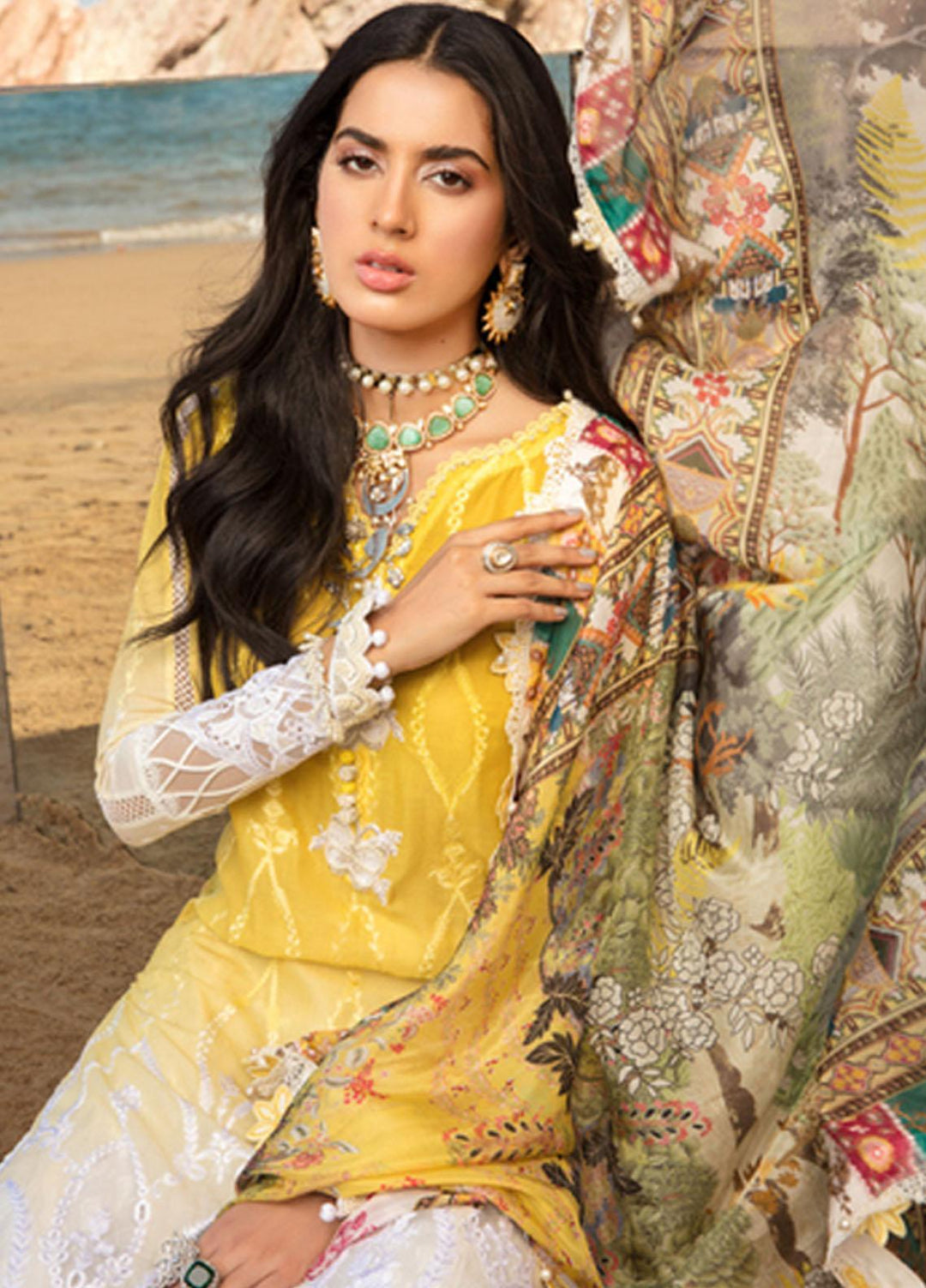 Noor by Saadia Asad Embroidered Lawn Suits Unstitched 3 Piece SA21NL 10A - Luxury Collection