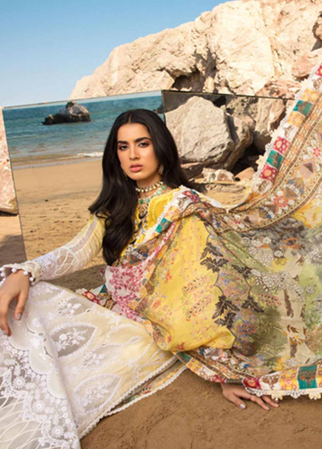 Noor by Saadia Asad Embroidered Lawn Suits Unstitched 3 Piece SA21NL 10A - Luxury Collection