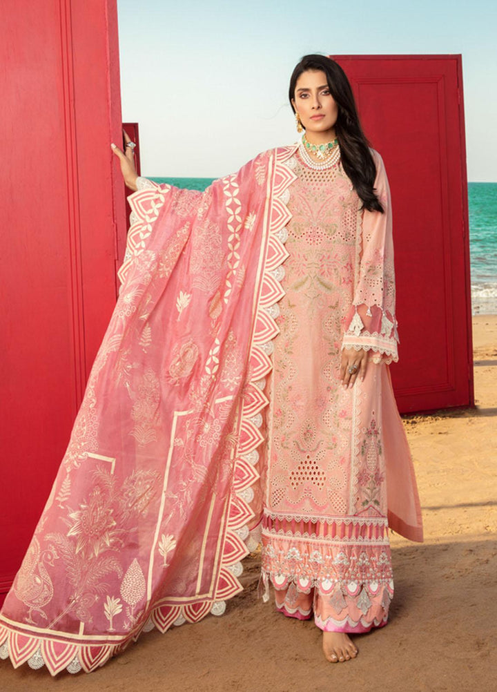Noor by Saadia Asad Embroidered Lawn Suits Unstitched 3 Piece SA21NL 10B - Luxury Collection
