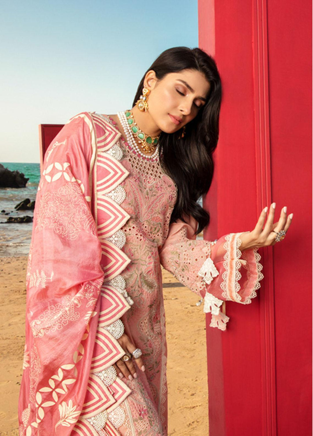Noor by Saadia Asad Embroidered Lawn Suits Unstitched 3 Piece SA21NL 10B - Luxury Collection